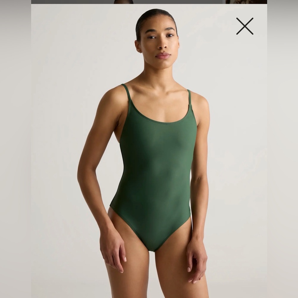 Quince Italian Cami One-Piece Swimsuit | Small | Palm